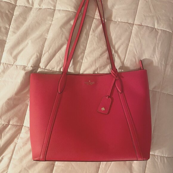 kate spade Handbags - Kate Spade hot pink large tote bag with zipper and outer pocket